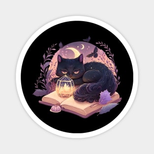 Black Cat Witchy Spooky Halloween Magic Aesthetic Magnet